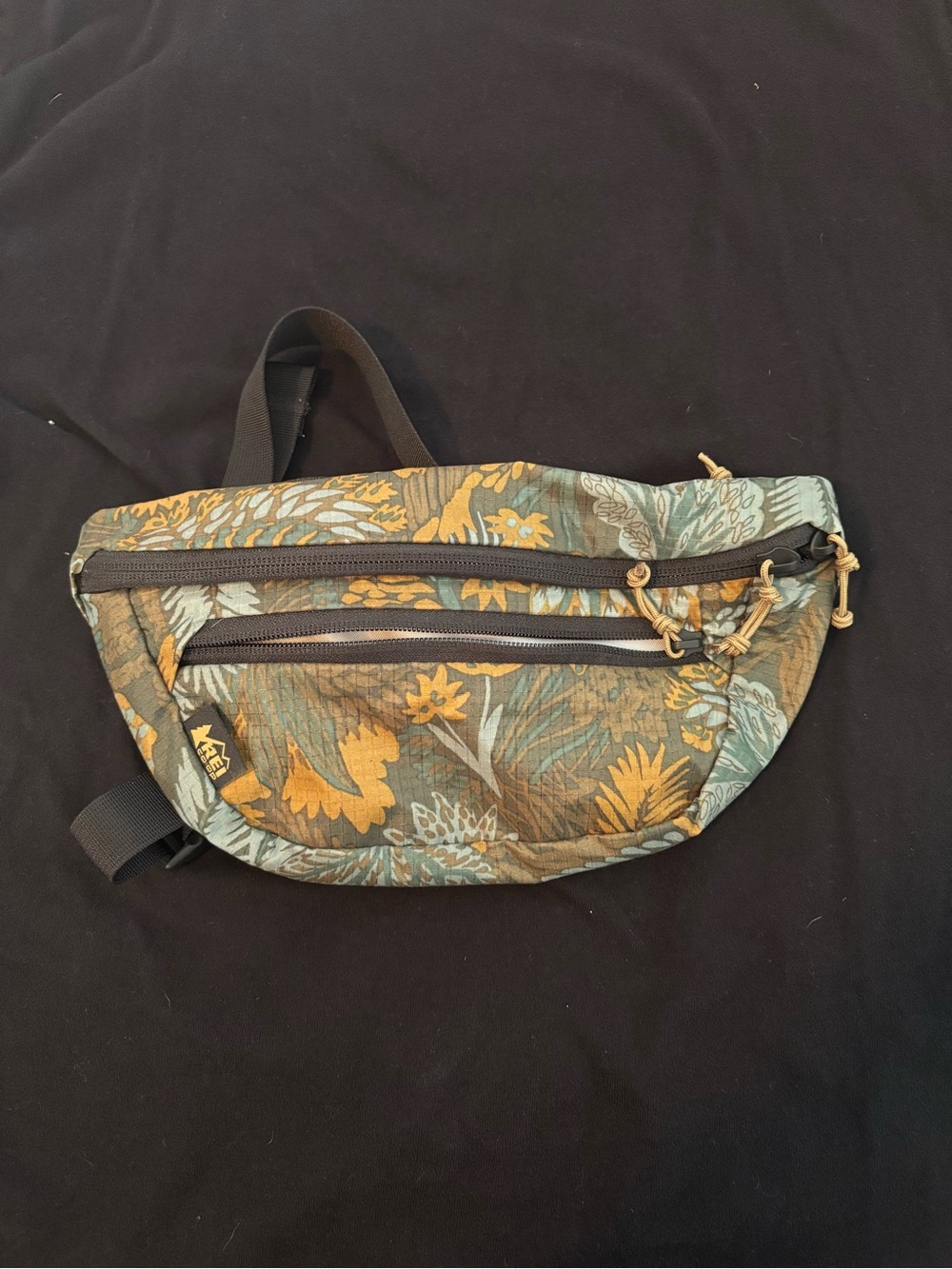 REI Floral Belt Pack in Olive Green and Mustard